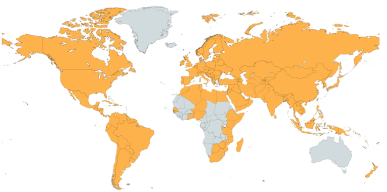 Map of varroa mite risk by country